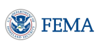 FEMA logo with the Department of Homeland Security seal and blue “FEMA” text on a white background