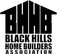 Black Hills Home Builders Association logo: Black roof over text 