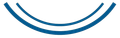 Two curved blue lines forming a downward arc on a white background