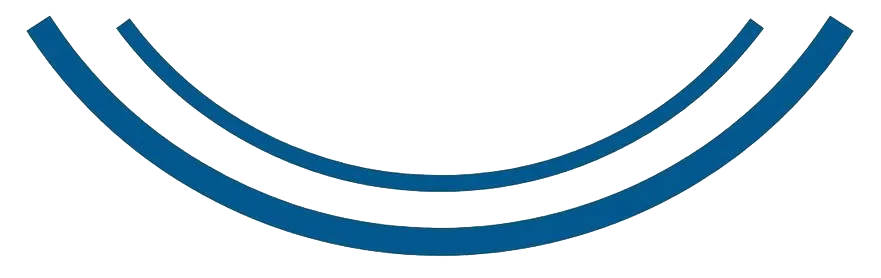 Two curved blue lines forming a downward arc on a white background