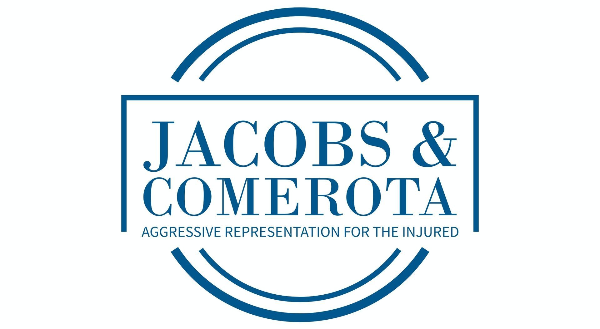 Jacobs & Morota law firm logo in blue with circular lines and “Aggressive representation for the injured.”