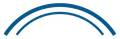 Blue double-arched line graphic on a white background
