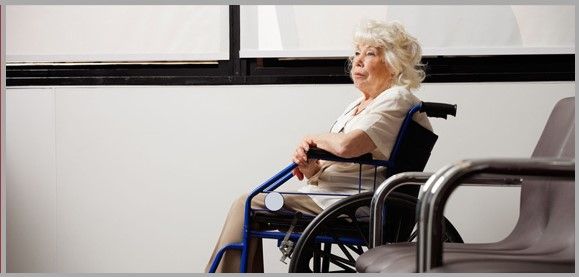 Woman on a wheelchair