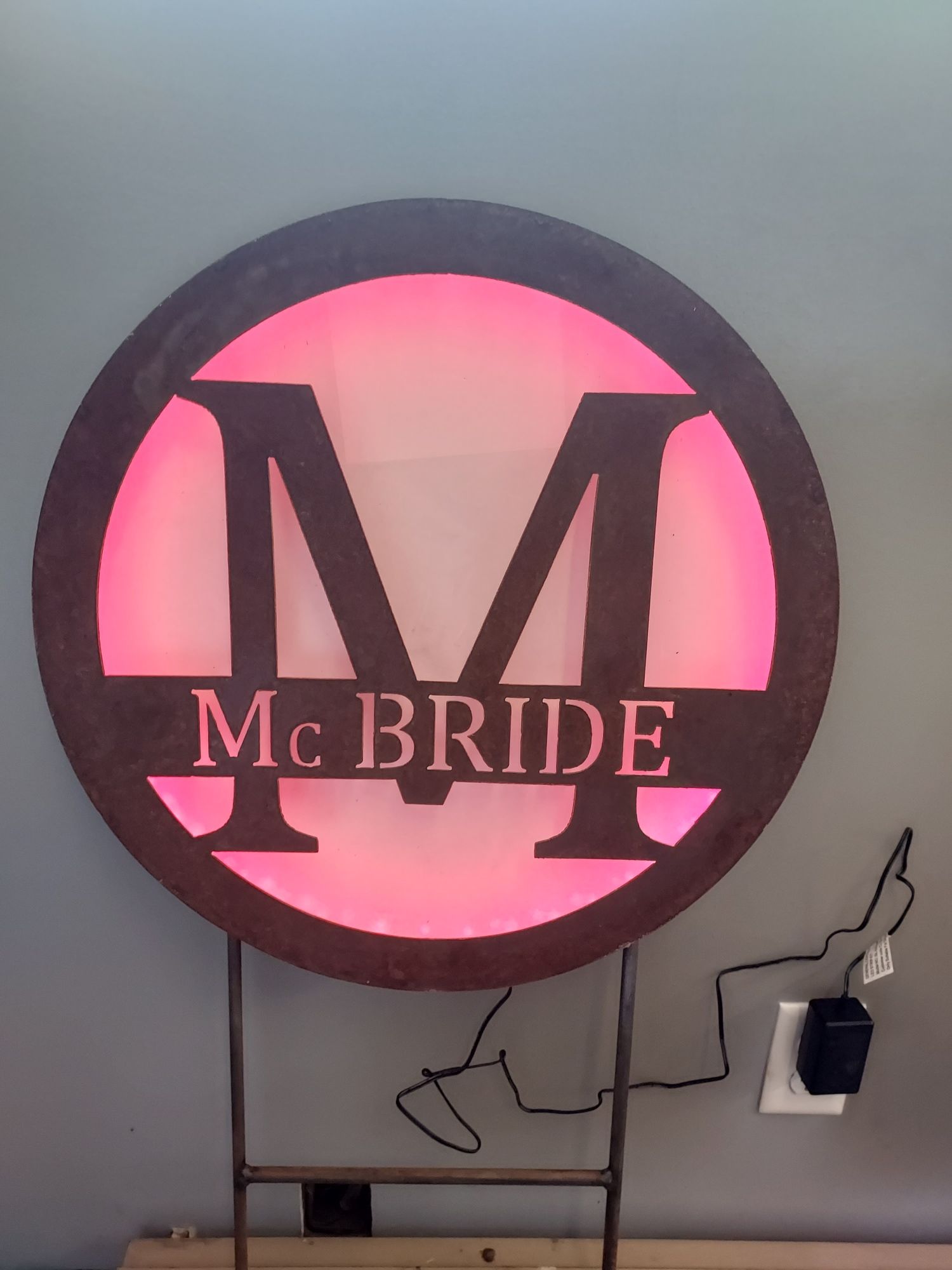 A sign that says mc bride on it