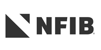 A black and white logo for nfib on a white background.