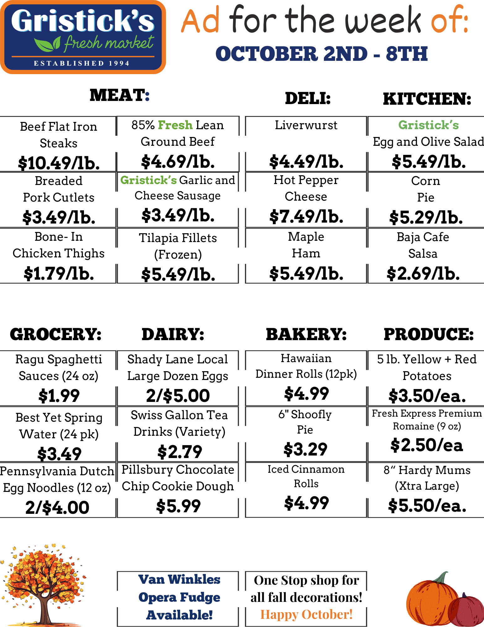 A grocery store ad for the week of october 2nd - 8th