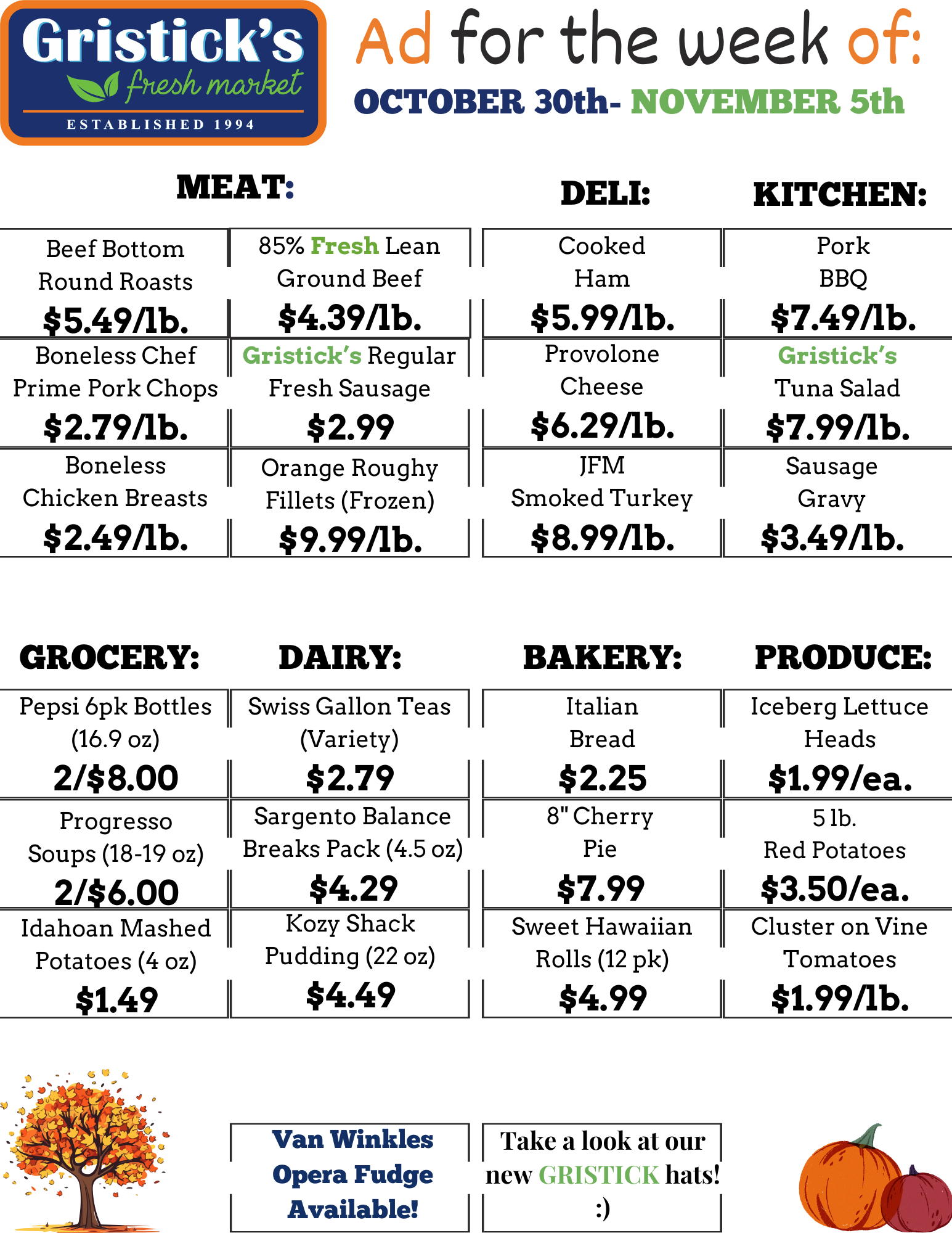 A grocery store ad for the week of October 30th - Nov 5th