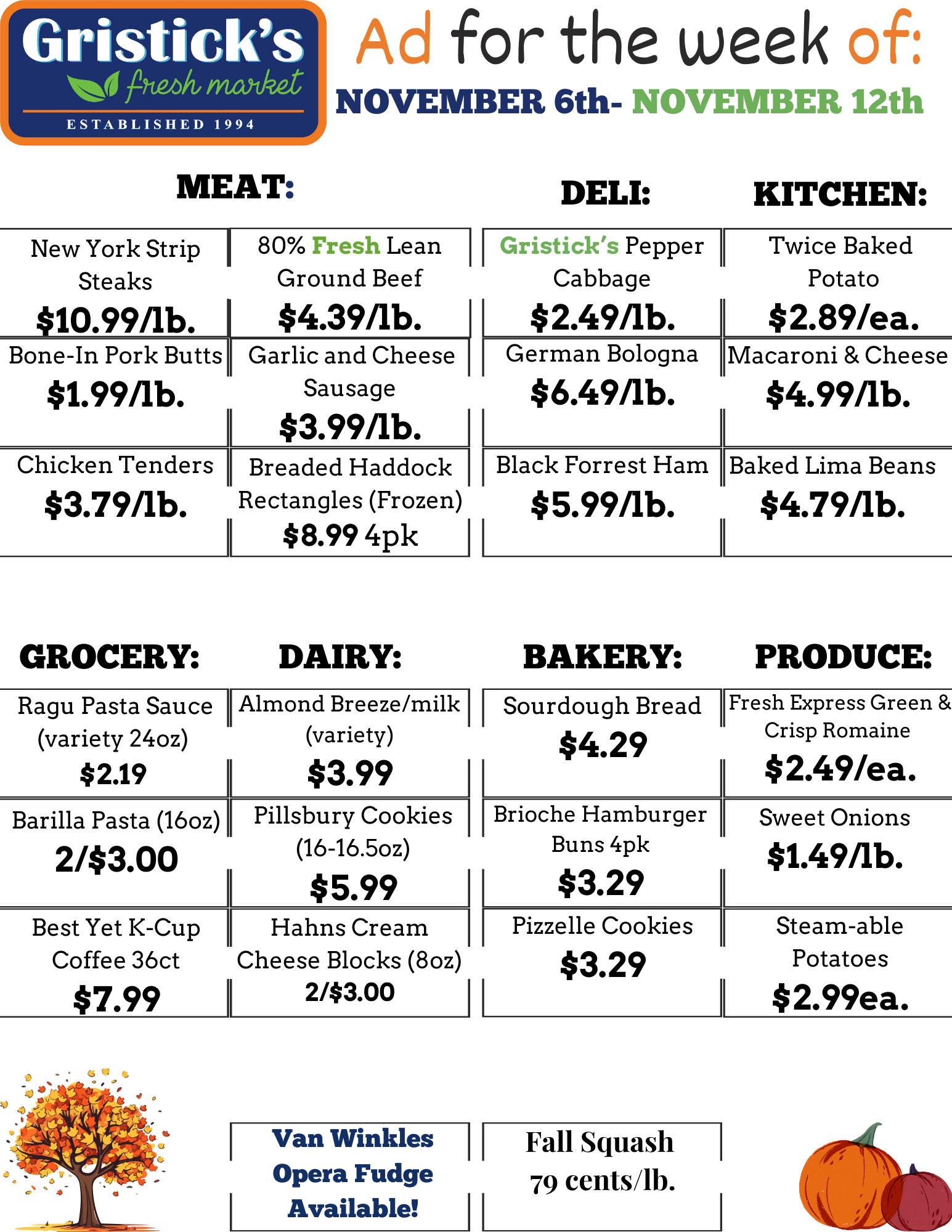 A grocery store ad for the week of November 6th - 12th