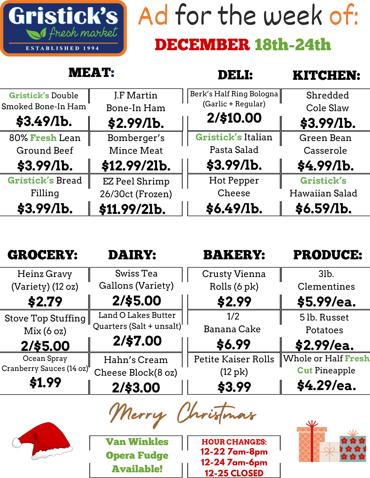 A grocery store ad for the week of December 18th - 24th