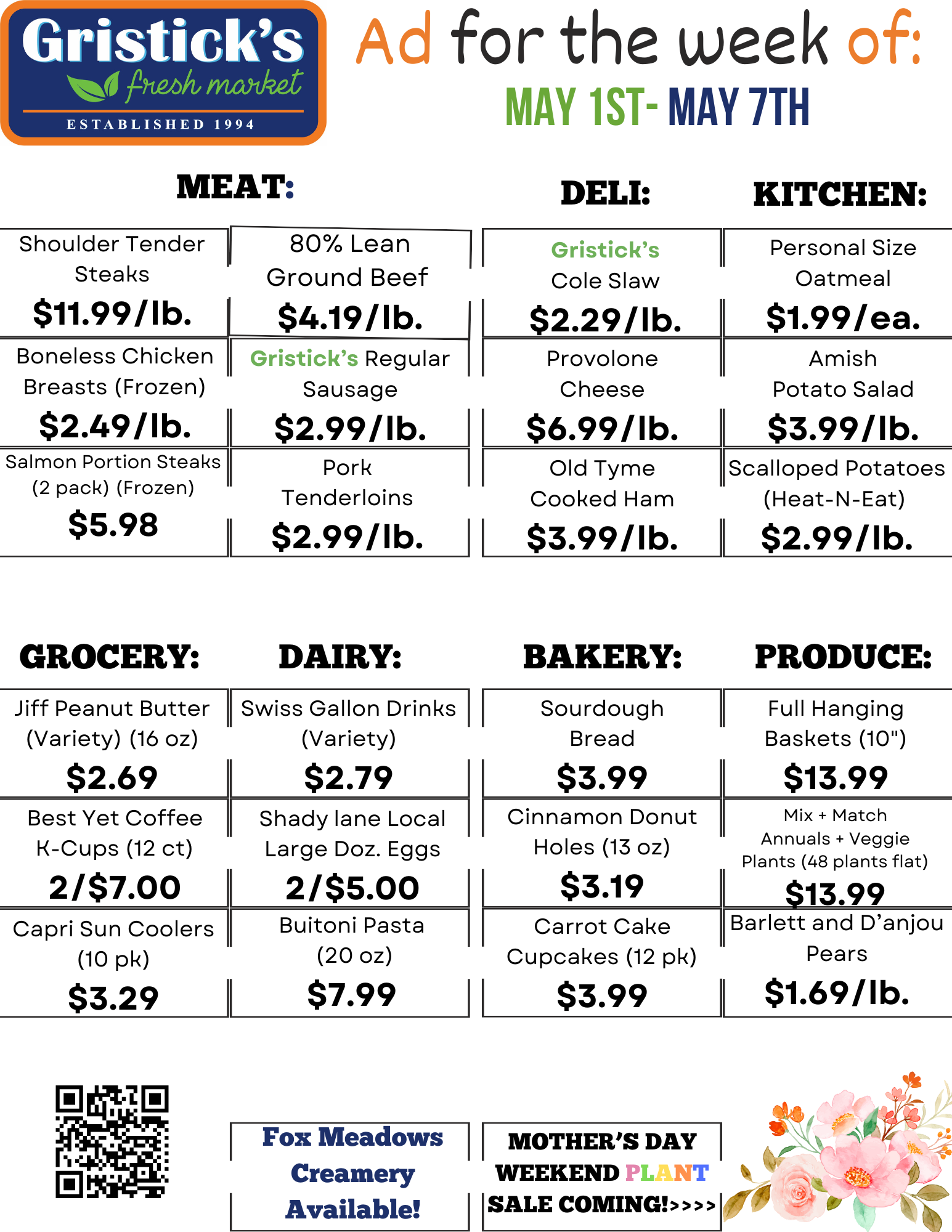A grocery store ad for the week of may 1st - may 7th.