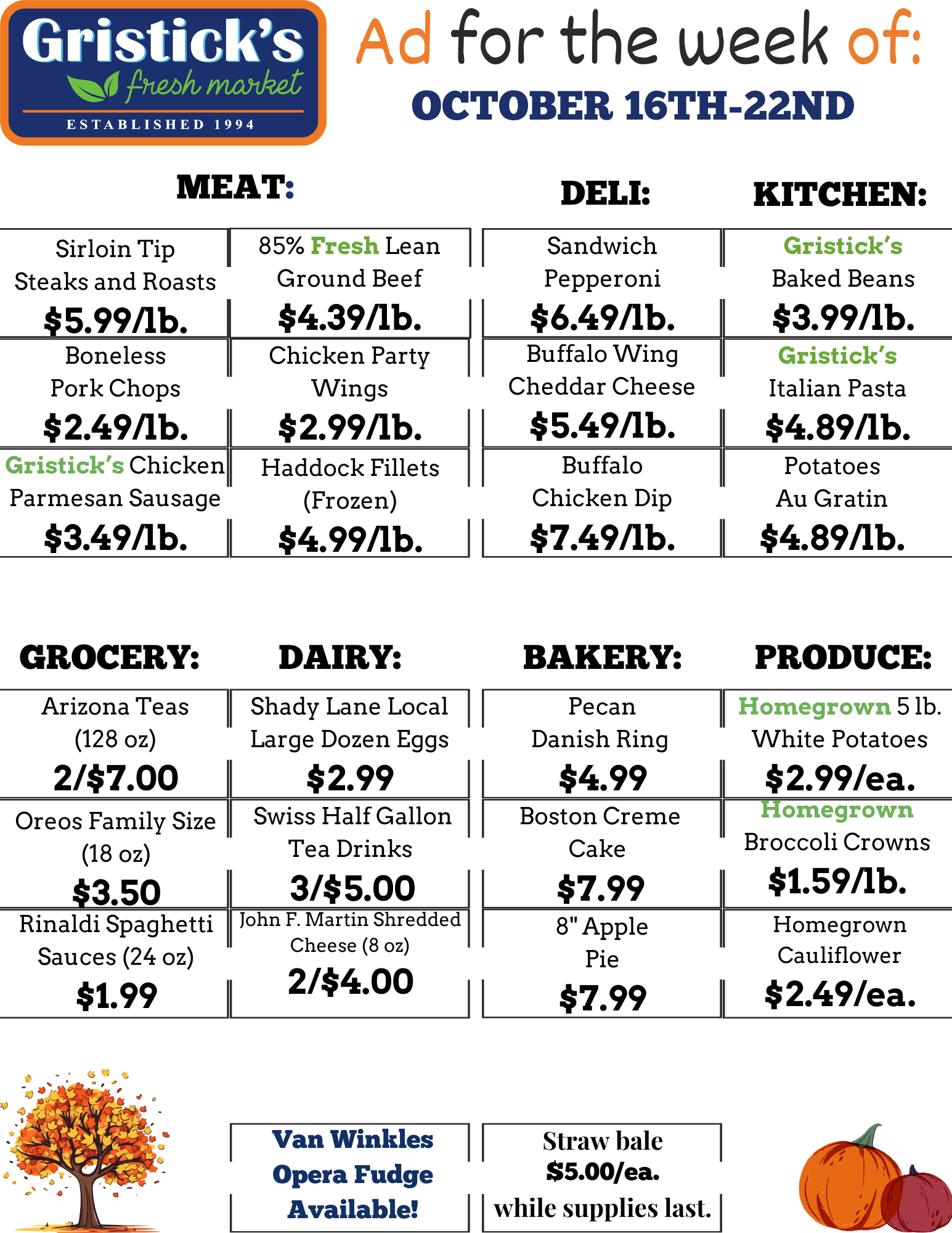 A grocery store ad for the week of october 16th - 22nd