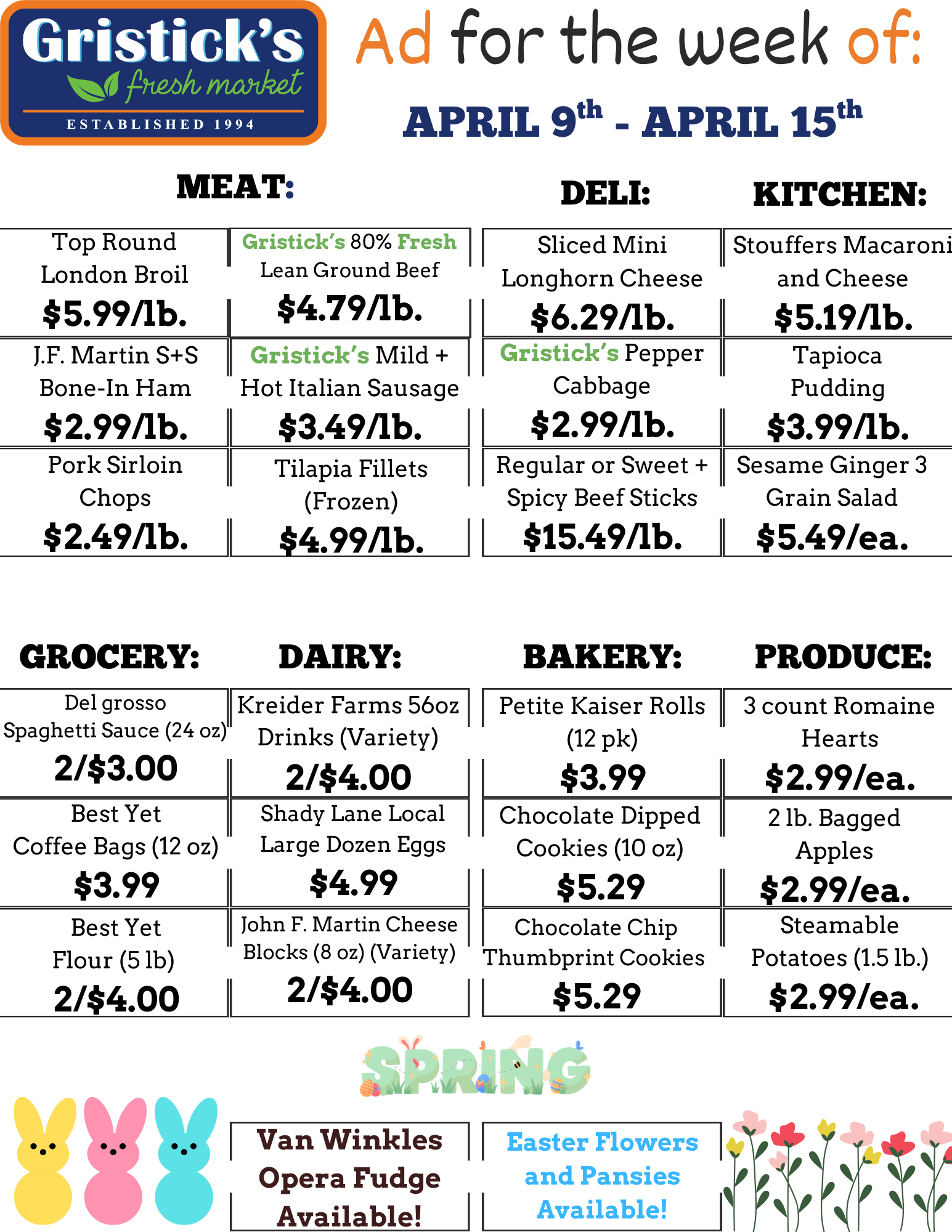 A grocery ad for the week of April 9th - 15th