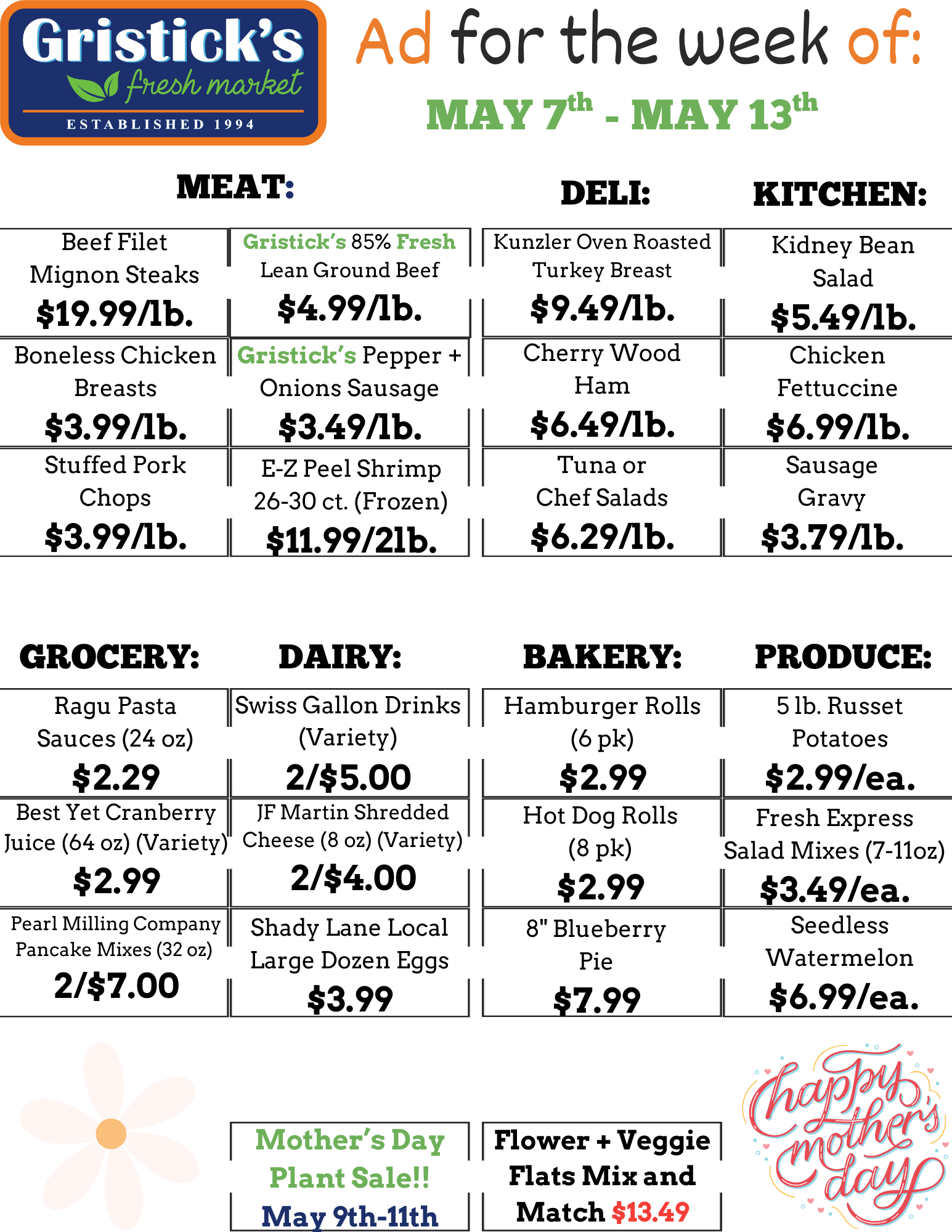 A grocery store ad for the week of May 7th - May 13th