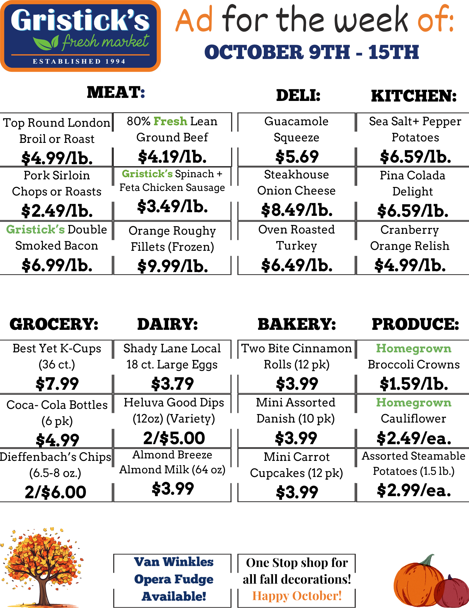 A grocery store ad for the week of October 9th - 15th