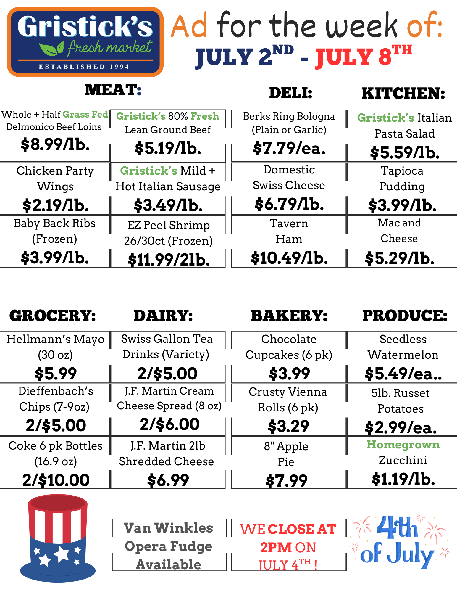 A grocery store ad for the week of July 2nd - July 8th