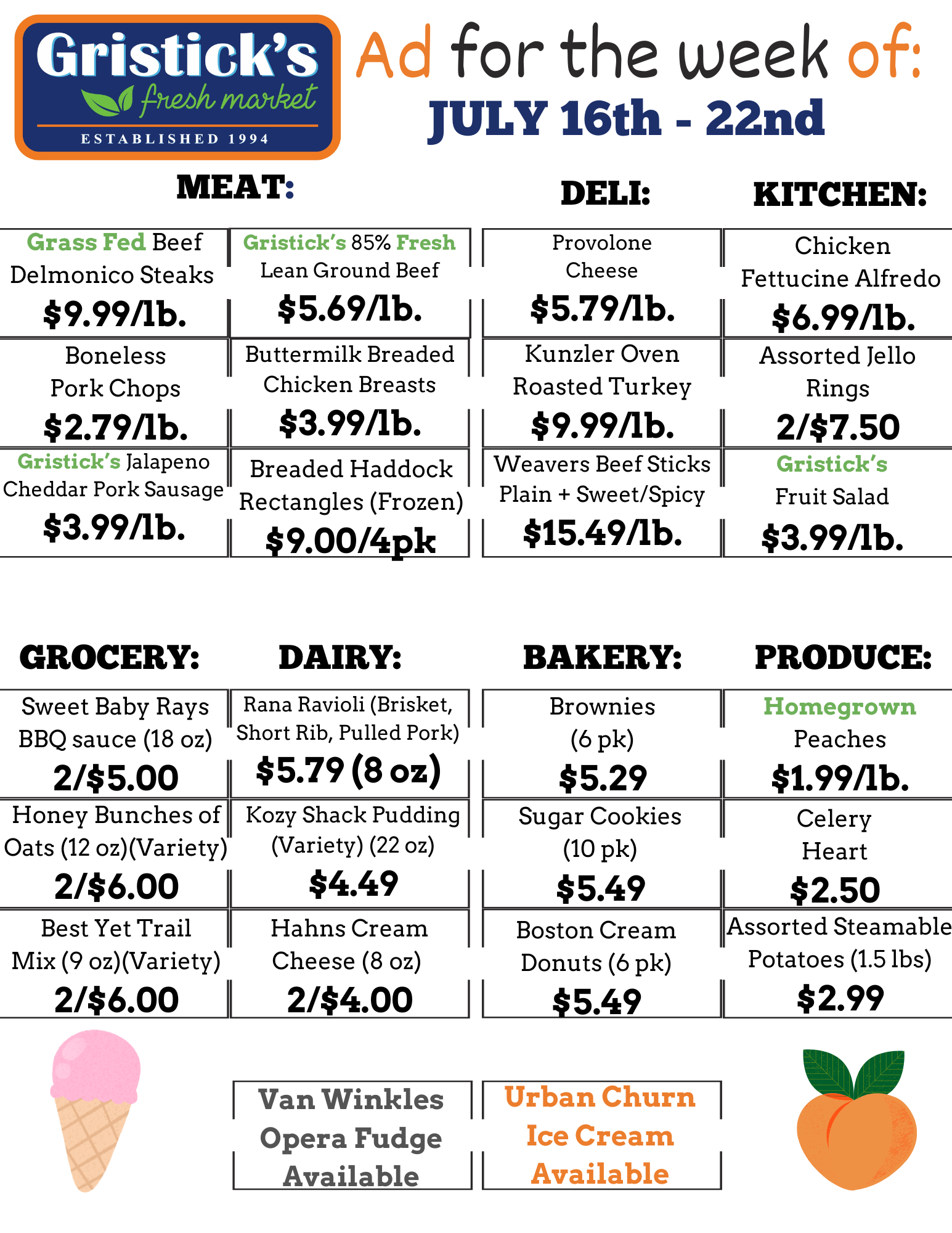 A grocery store ad for the week of July 16th  - July 22nd
