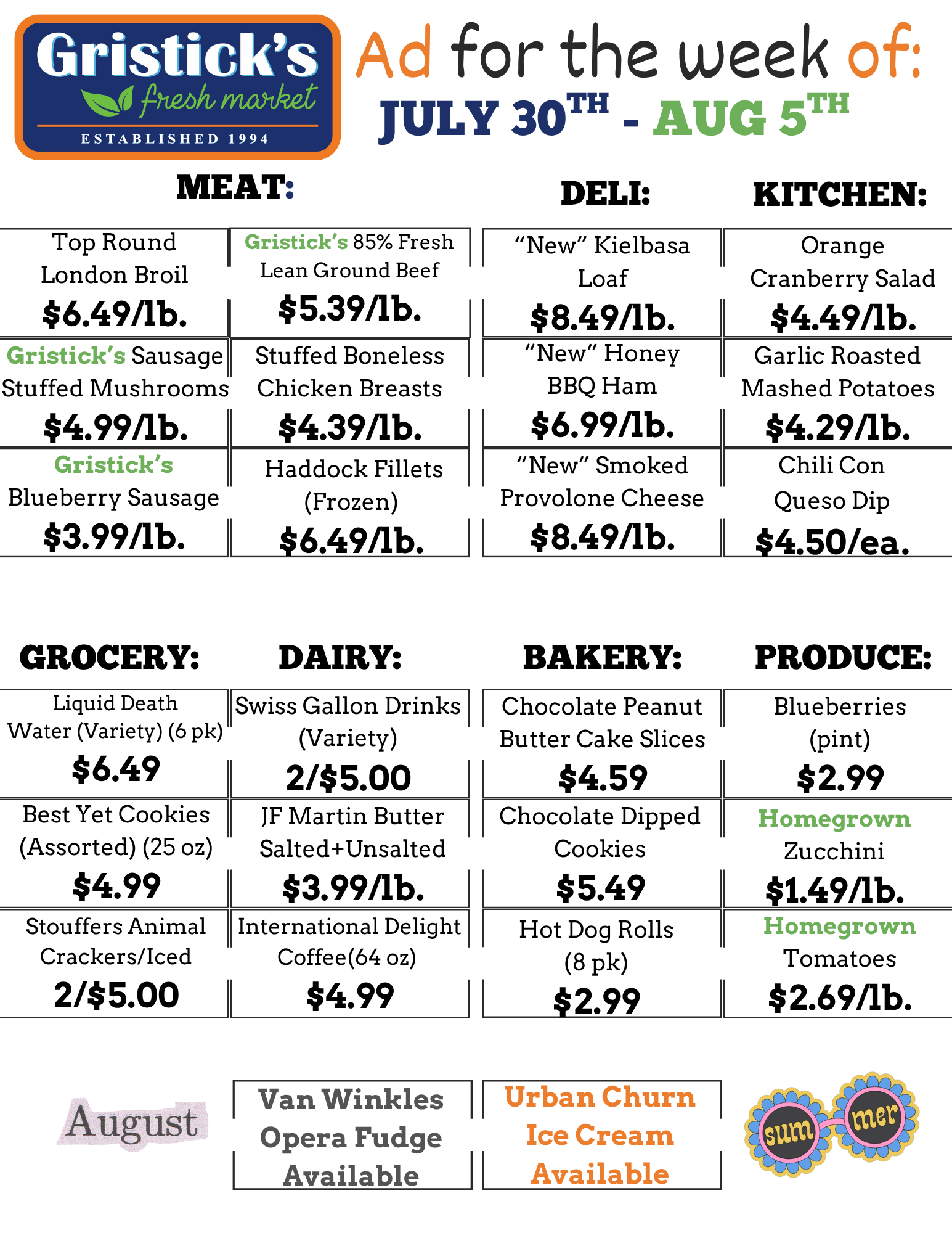 A grocery store ad for the week of July 30th  - August 5th