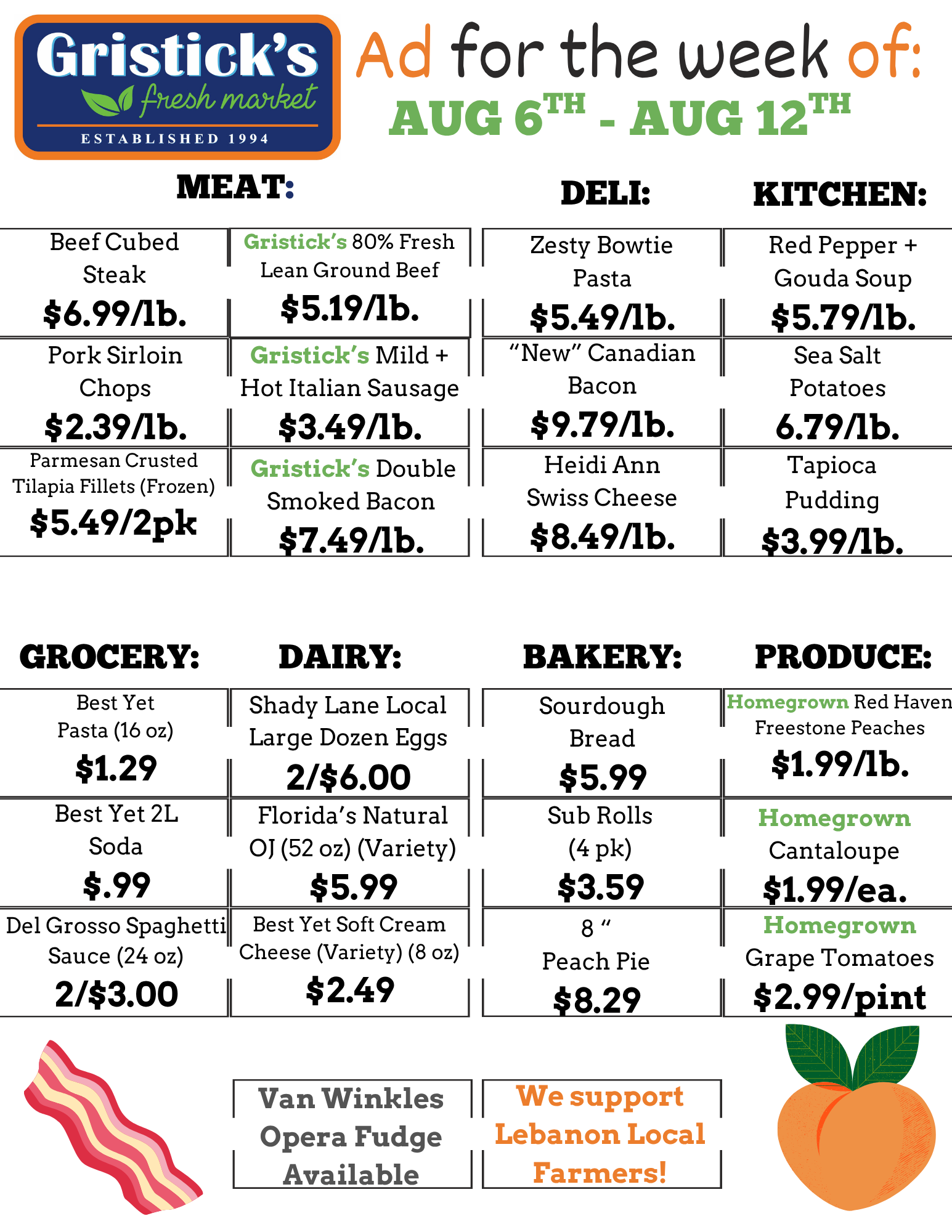 A grocery store ad for the week of August 6th  - August 12th
