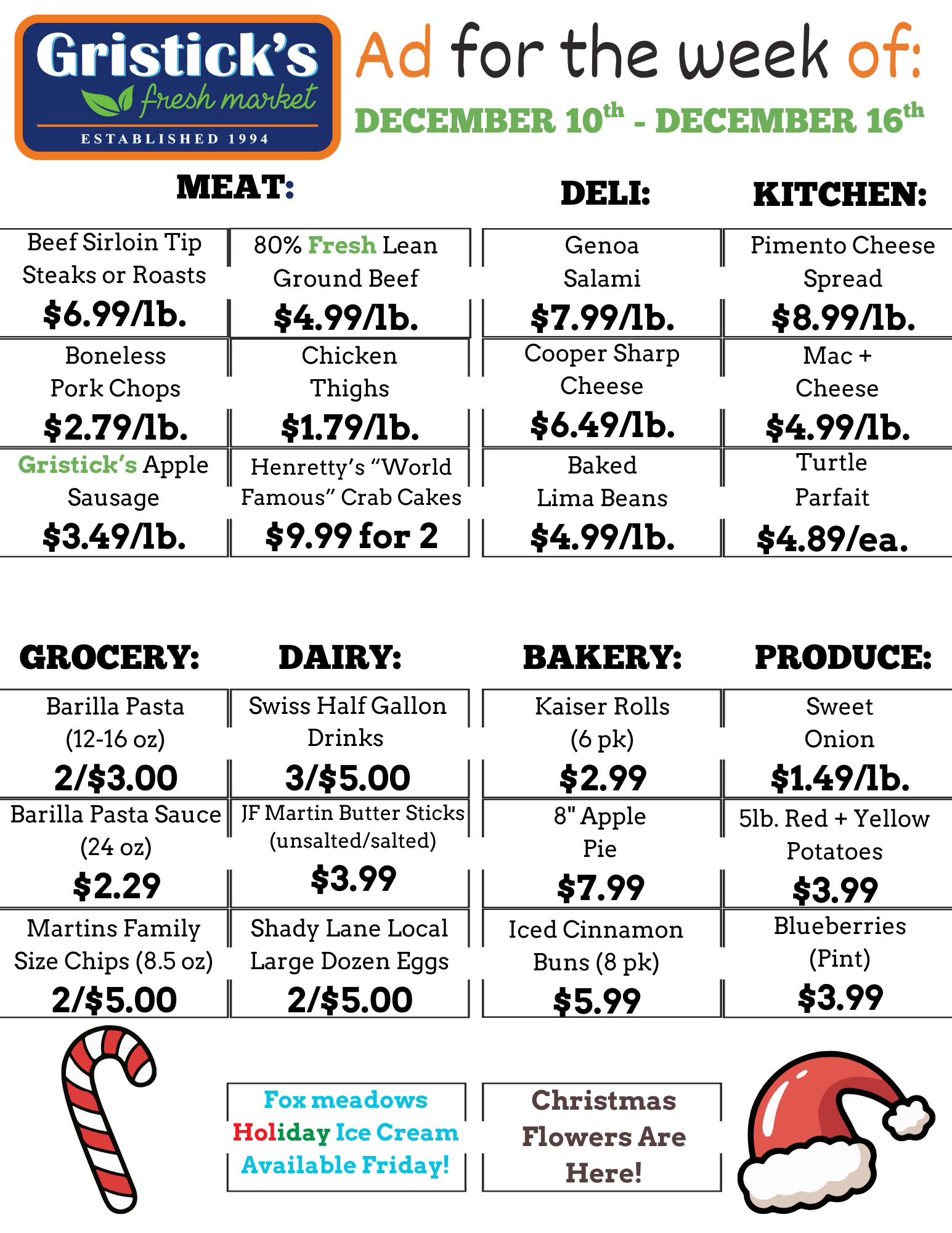 Gristick's Fresh Market - Ad for the week