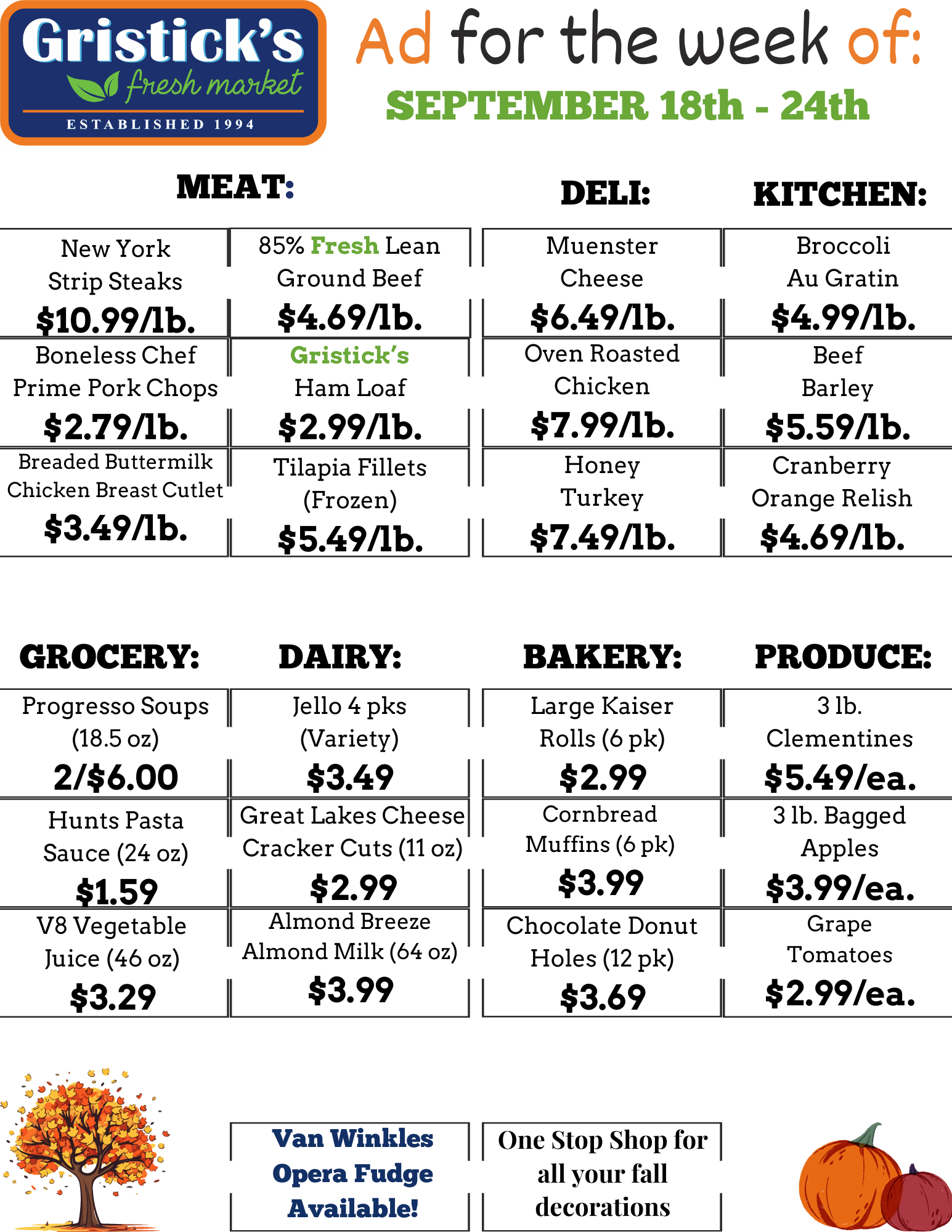 A grocery store ad for the week of Sept. 18th -24th