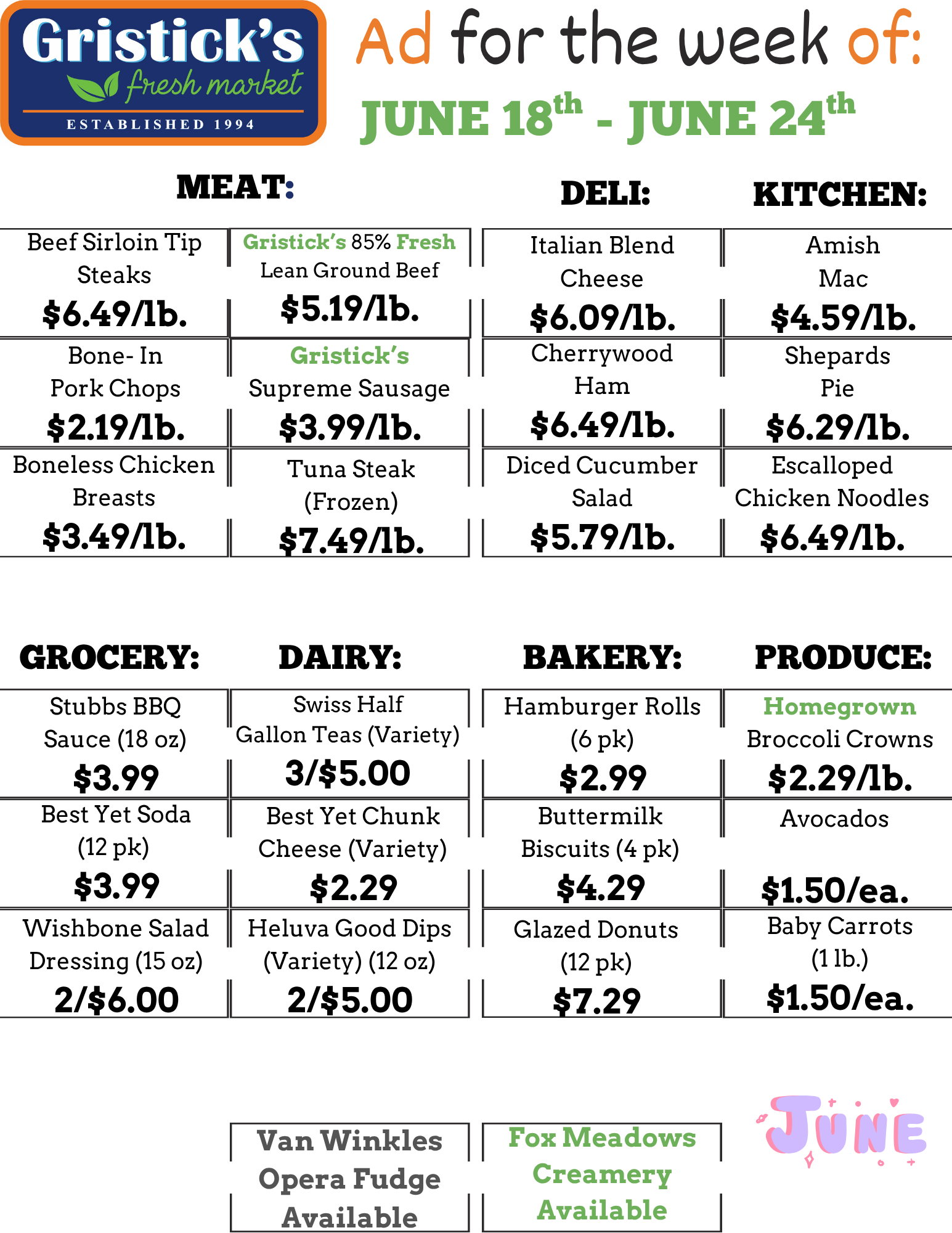 A grocery store ad for the week of June 18th - June 24th