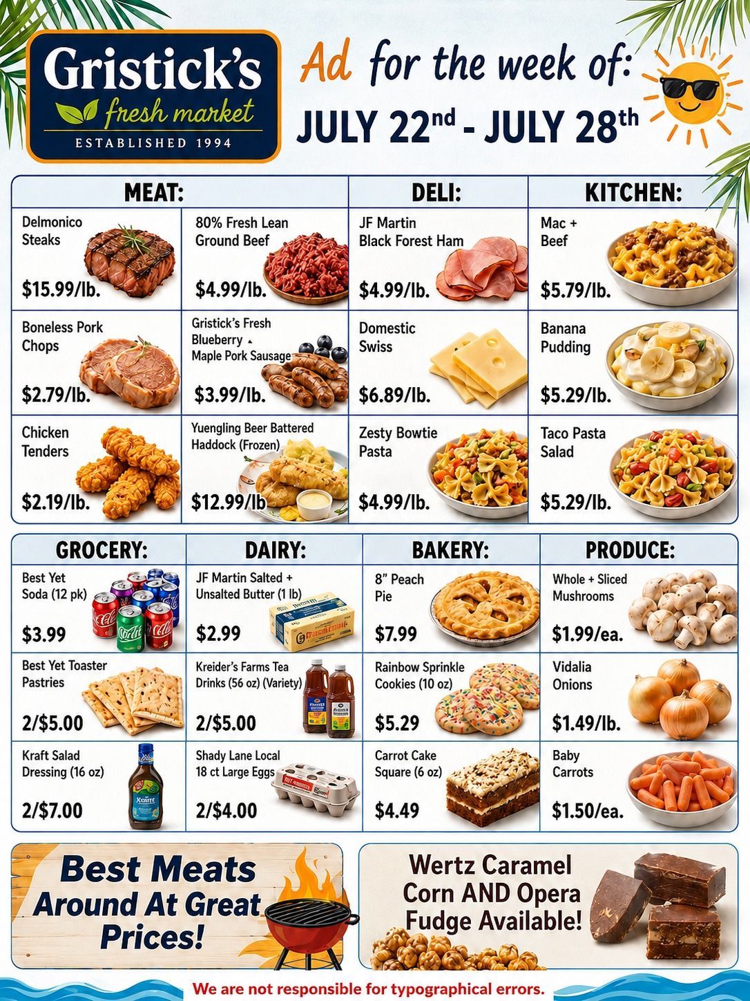 Gristick’s weekly grocery ad with food deals and sale prices for July 22–28, 2024.
