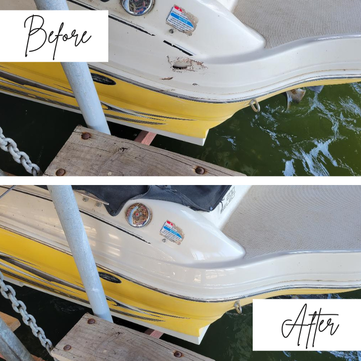 A before and after photo of a boat in the water