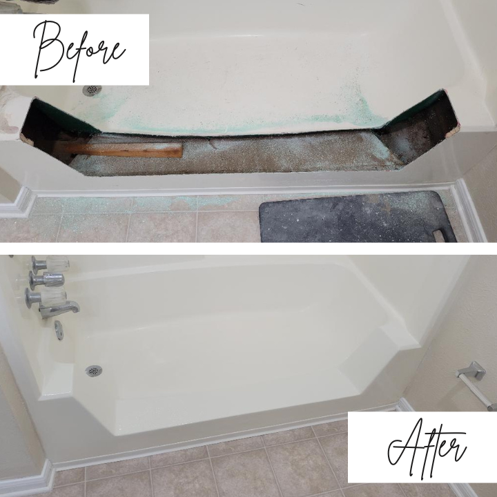 A before and after picture of a bathtub