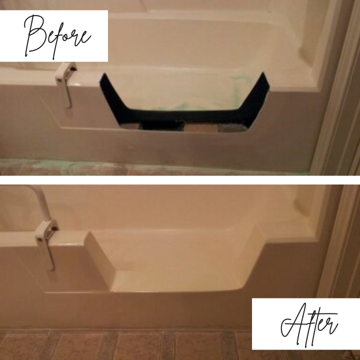 A before and after picture of a bathtub