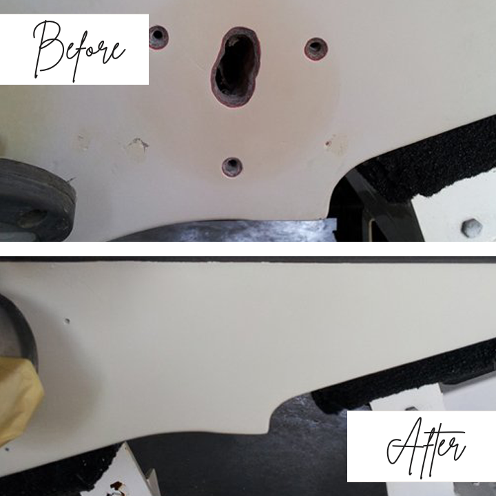 A before and after picture of a piece of furniture