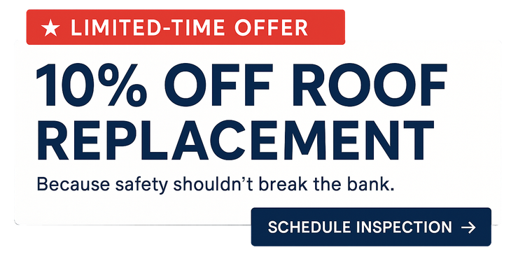 Roof replacement ad: 10% off with a limited-time offer.