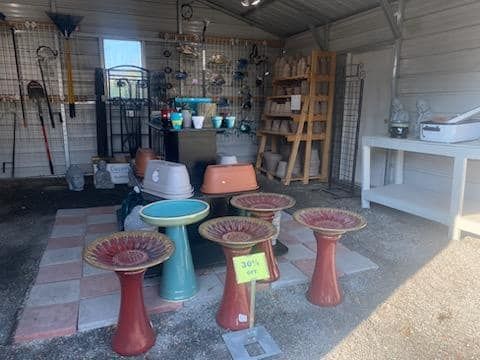 different types of bird baths in the shop