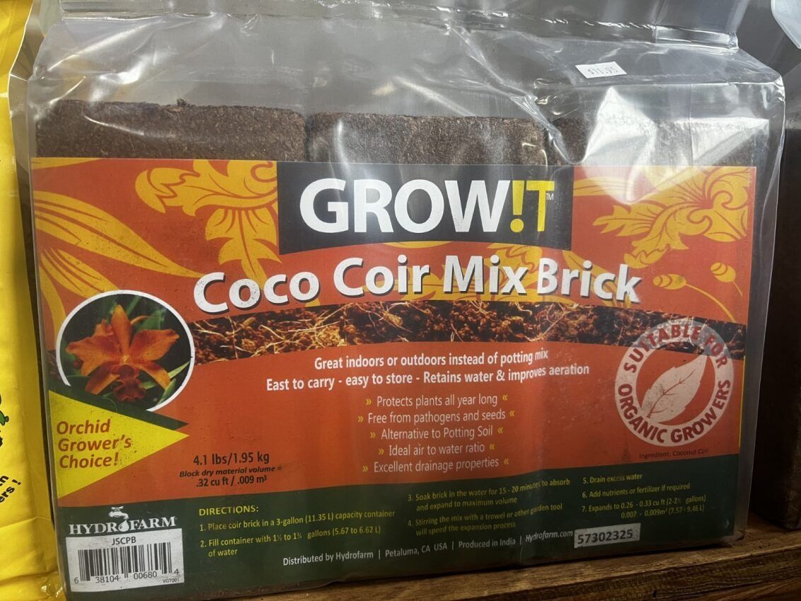 a bag of growit coco coir mix brick
