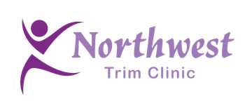 A purple logo for northwest trim clinic with a purple figure.