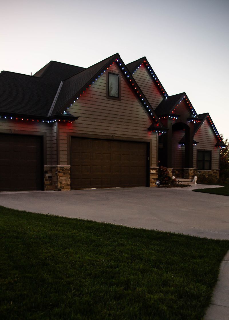 A house with a lot of lights on it