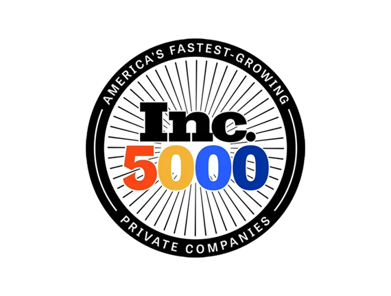 Inc. 5000 logo with black, red, and blue text inside a circular badge