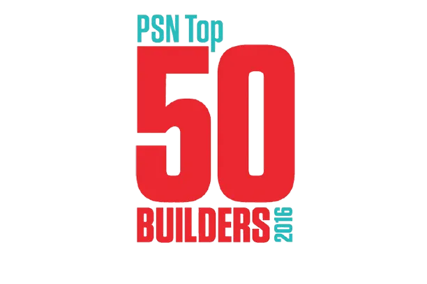 PSN Top 50 Builders 2016 logo in red and teal text