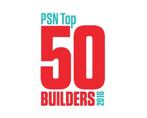 PSN Top 50 Builders 2016 logo in teal and red