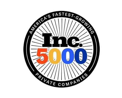 Inc. 5000 logo with black, white, red, yellow, and blue text in a circular badge