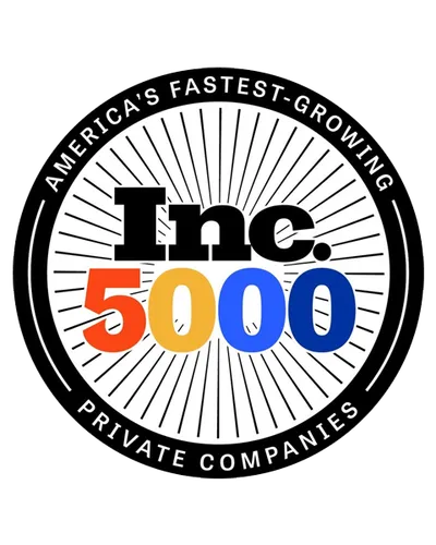 Inc. 5000 logo with black, red, yellow, and blue text in a circular badge