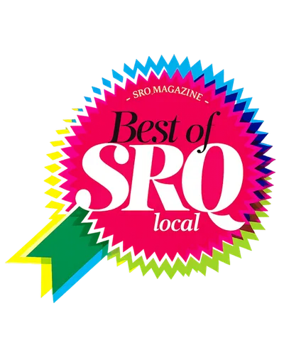 Colorful “Best of SRO local” award badge with pink, blue, yellow, and green starburst accents