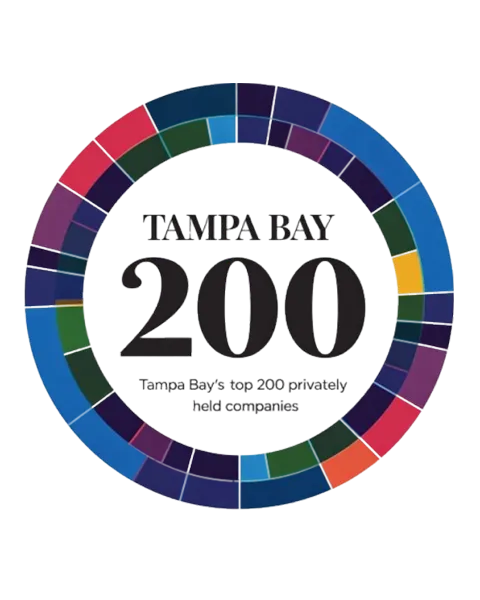 Tampa Bay 200 logo with colorful circular ring and text for Tampa Bay’s top 200 privately held companies