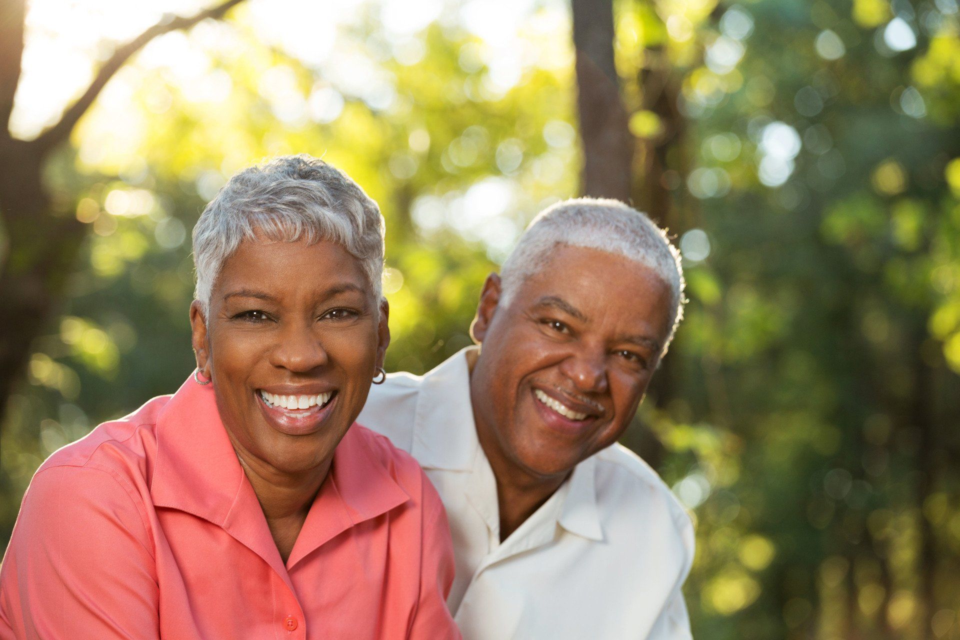 Smiling elderly couple