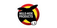 Mule-Hide Products logo with black mule head and red-yellow circular background