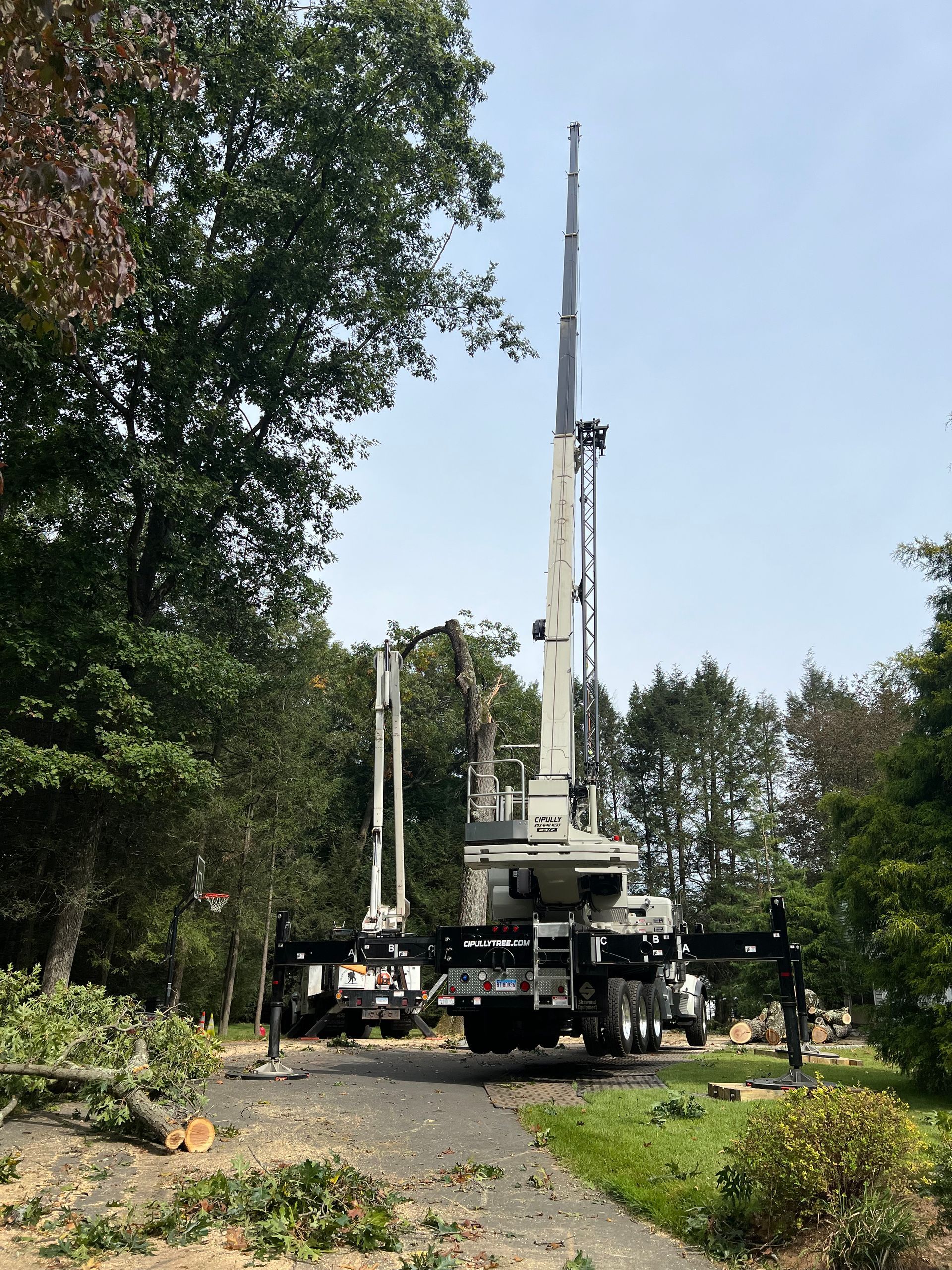 A large crane is sitting in the middle of a dirt road.