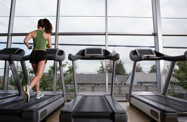 Women running on a treadmill