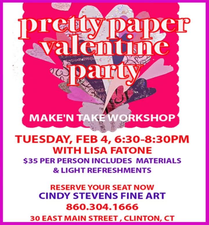 A poster for a pretty paper valentine party