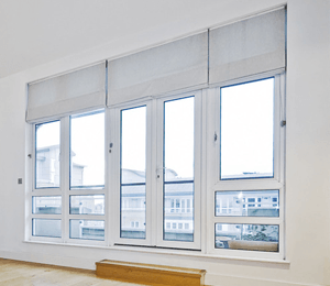 A set of white window shades