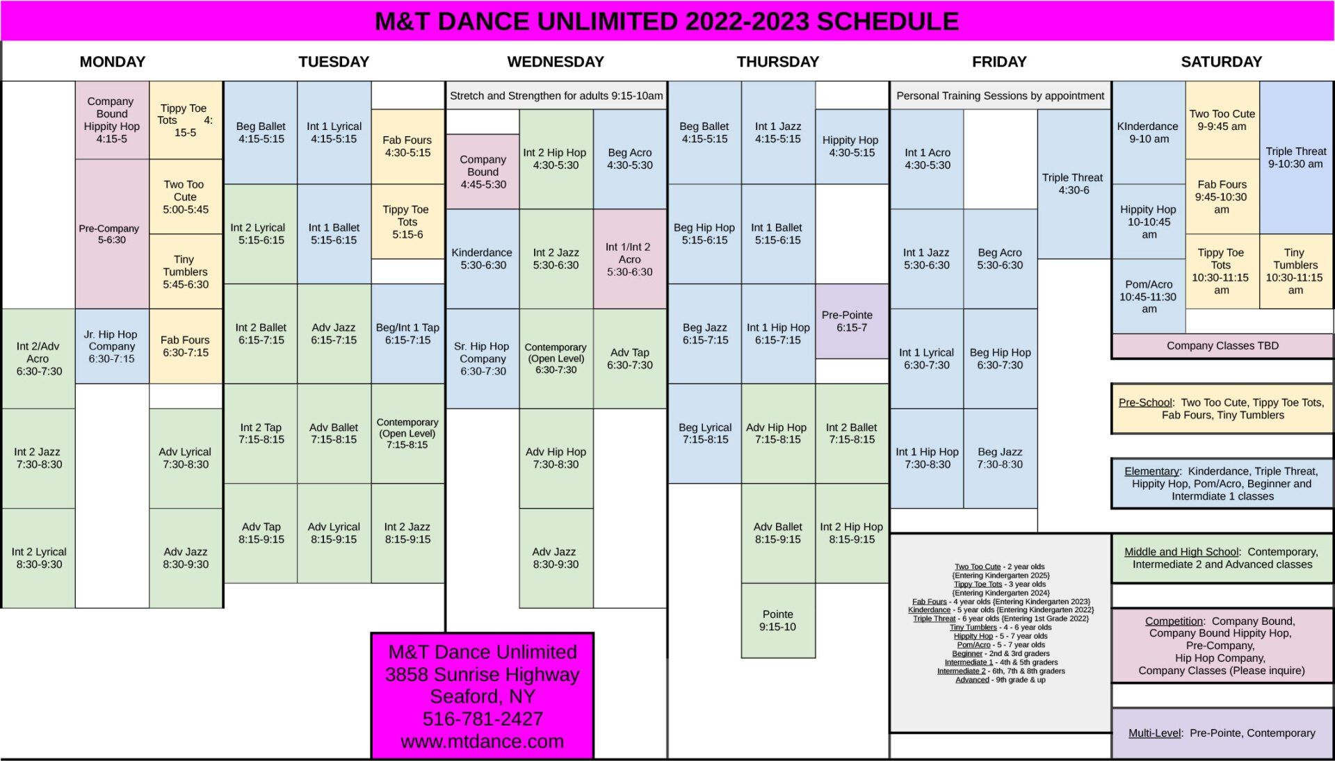 Our Schedule M & T Dance Unlimited