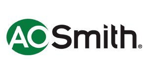 A. O. Smith logo: white letters 